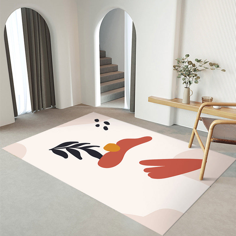 Nordic White Rug Polyester Color Piece Rug Tear Resistant Rug for Living Room