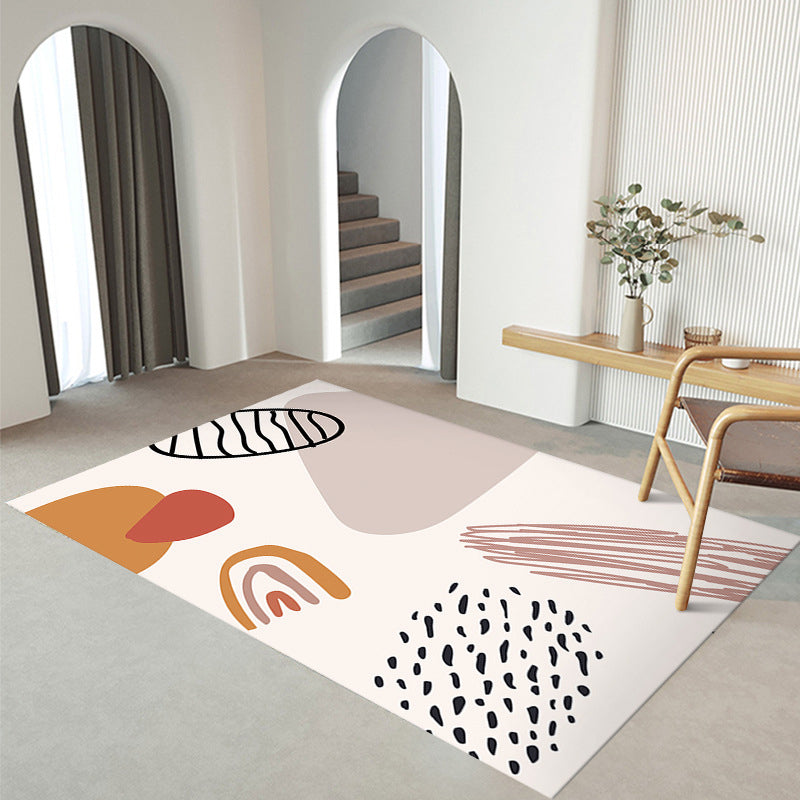 Nordic White Rug Polyester Color Piece Rug Tear Resistant Rug for Living Room
