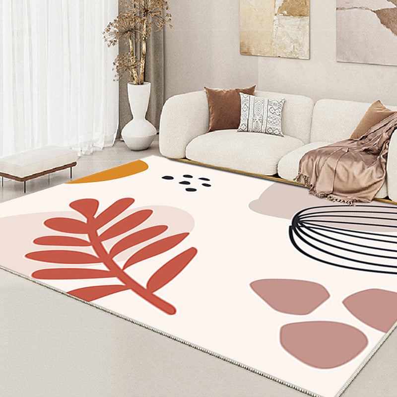 Nordic White Rug Polyester Color Piece Rug Tear Resistant Rug for Living Room