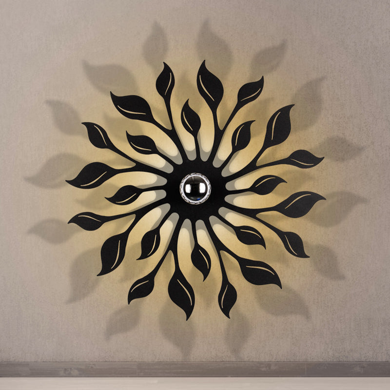 Black Finish Blossom Wall Sconce Light Nordic LED Metal Wall Mounted Lamp for Living Room
