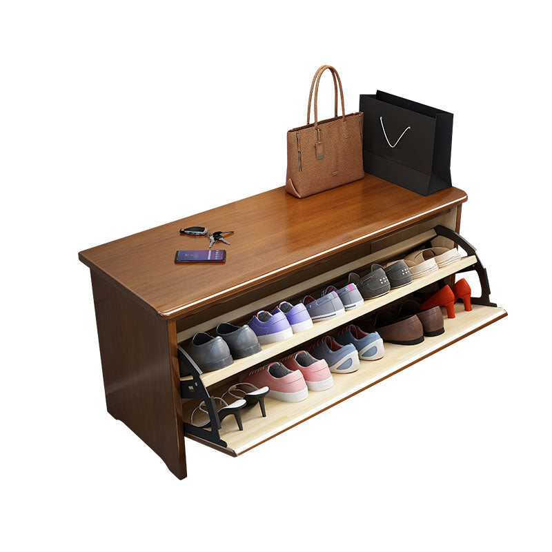 Entryway Bench Wooden Seating Bench with Shoe Storage , 12" Width