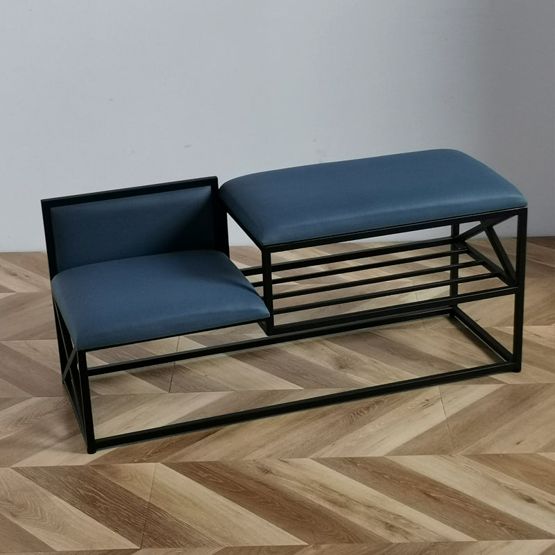 Modern Entryway Bench Cushioned Metal Seating Bench with Shoe Storage , 14" W