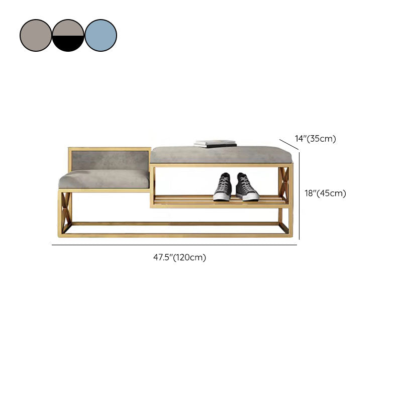 Modern Entryway Bench Cushioned Metal Seating Bench with Shoe Storage , 14" W