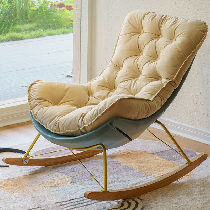 Modern Light Luxury Leisure Lazy Sofa Chair Lounge Upholstered Rocking Chair