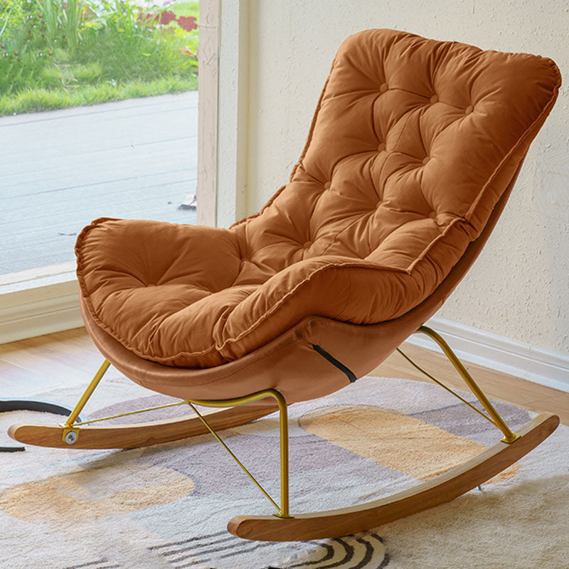Modern Light Luxury Leisure Lazy Sofa Chair Lounge Upholstered Rocking Chair