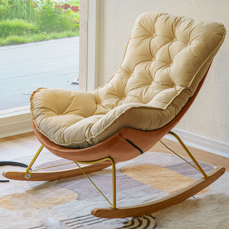 Modern Light Luxury Leisure Lazy Sofa Chair Lounge Upholstered Rocking Chair
