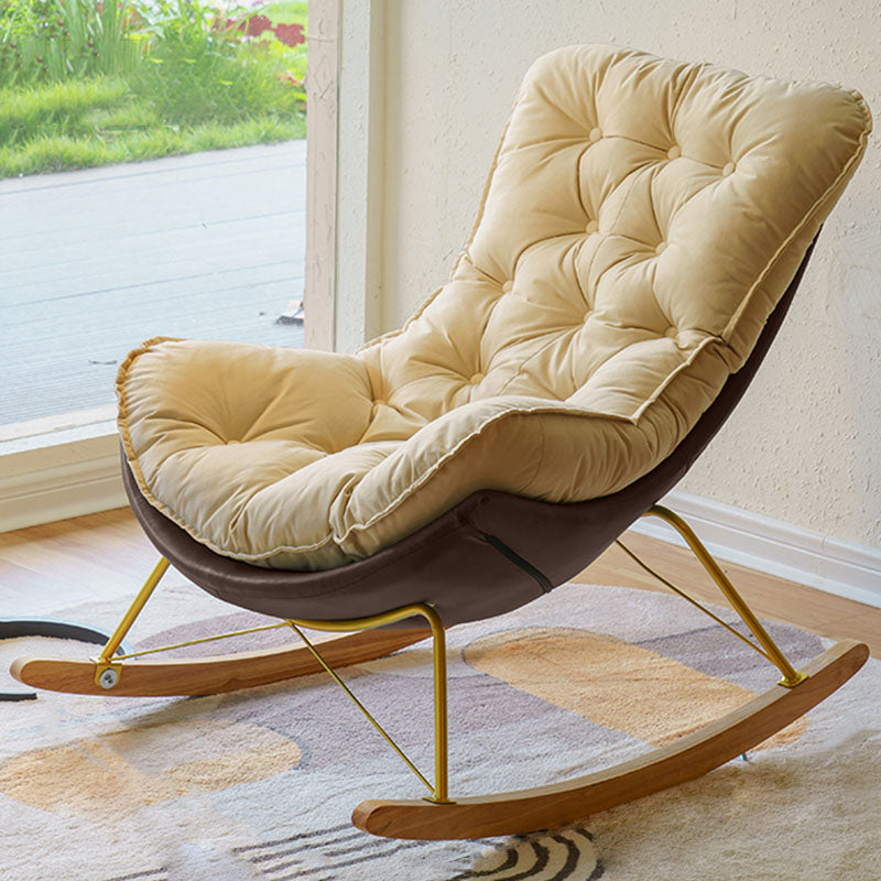 Modern Light Luxury Leisure Lazy Sofa Chair Lounge Upholstered Rocking Chair