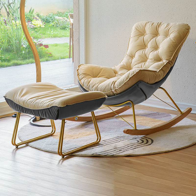 Modern Light Luxury Leisure Lazy Sofa Chair Lounge Upholstered Rocking Chair