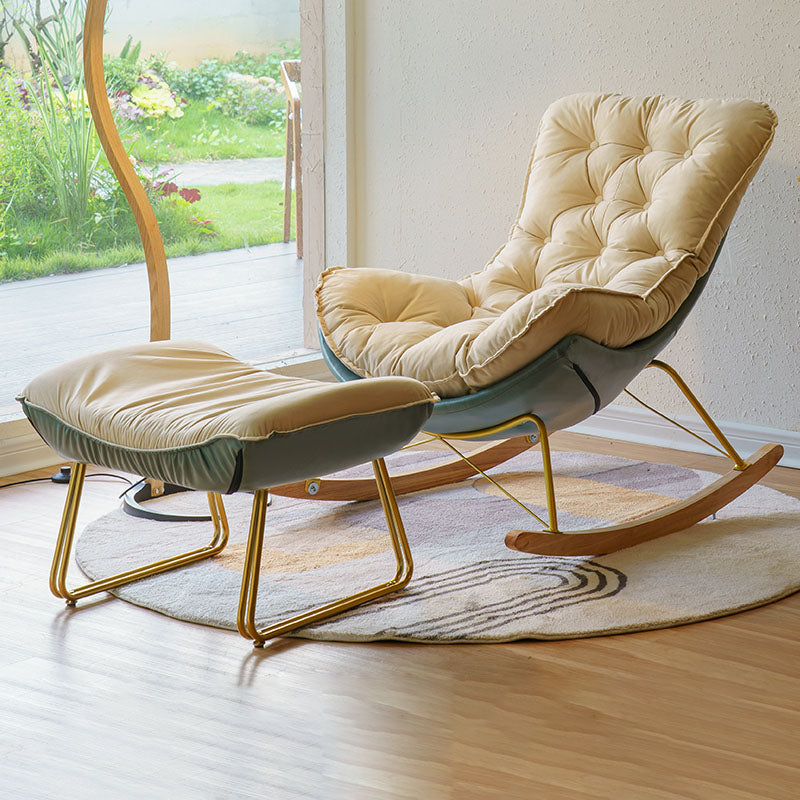 Modern Light Luxury Leisure Lazy Sofa Chair Lounge Upholstered Rocking Chair