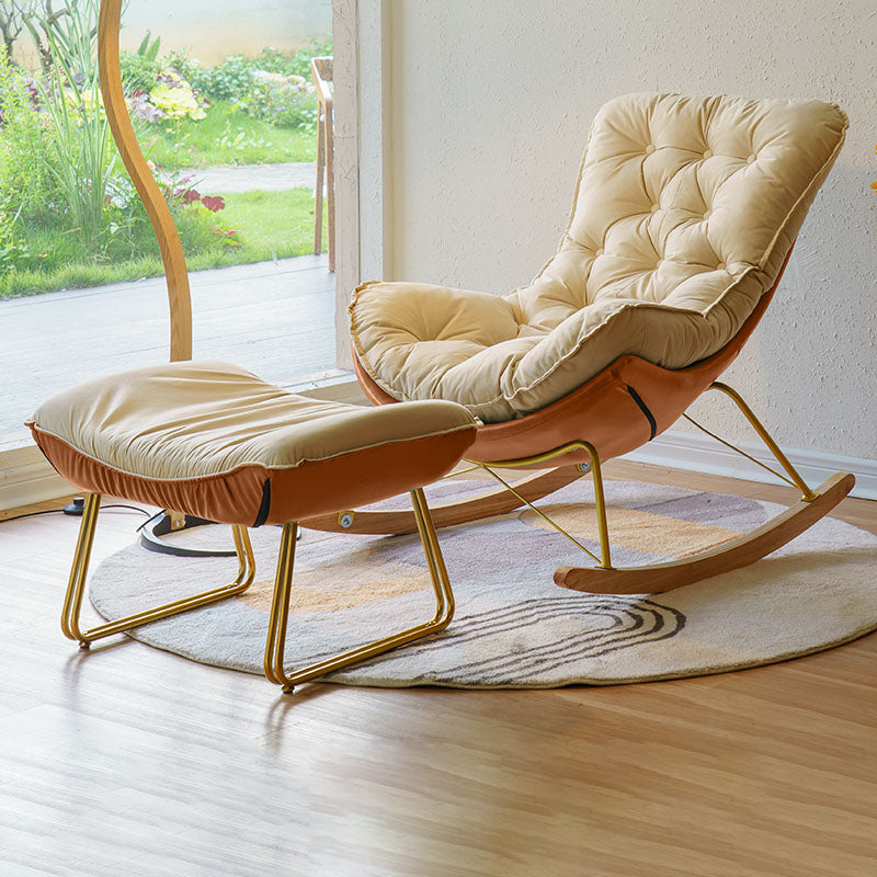 Modern Light Luxury Leisure Lazy Sofa Chair Lounge Upholstered Rocking Chair