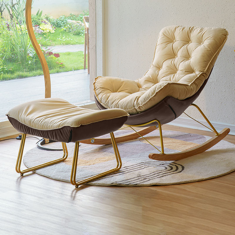 Modern Light Luxury Leisure Lazy Sofa Chair Lounge Upholstered Rocking Chair