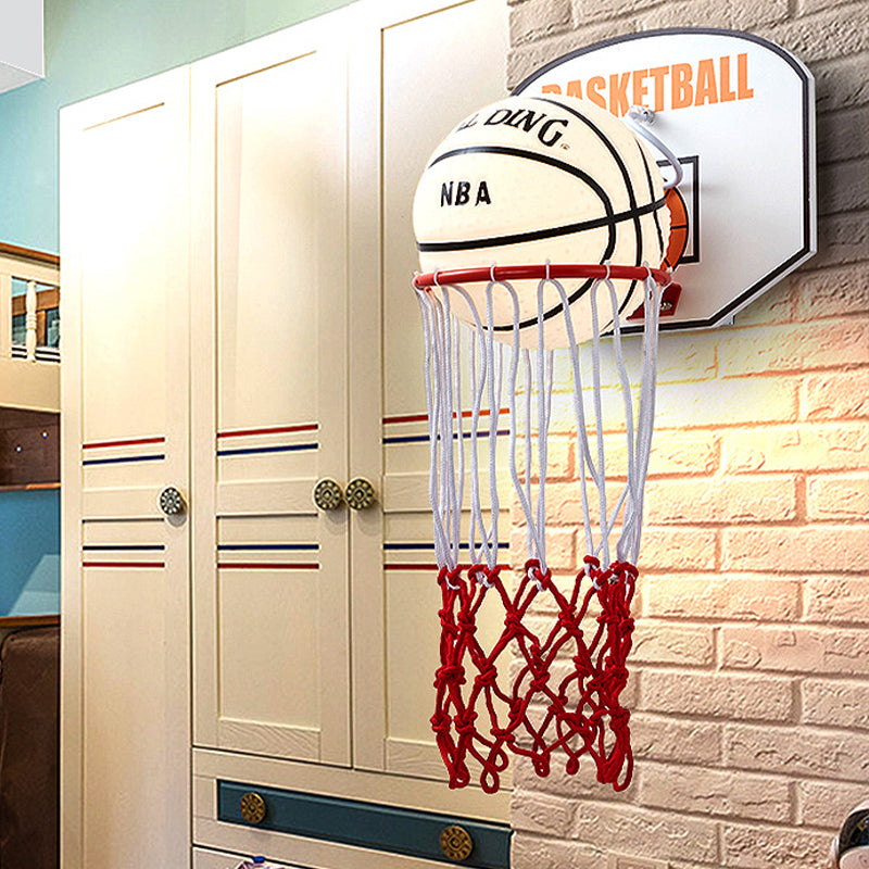 Cartoon mand frame vorm muur licht touw 1 hoofd slaapkamer sconce in rood met basketbal opaal glazen schaduw