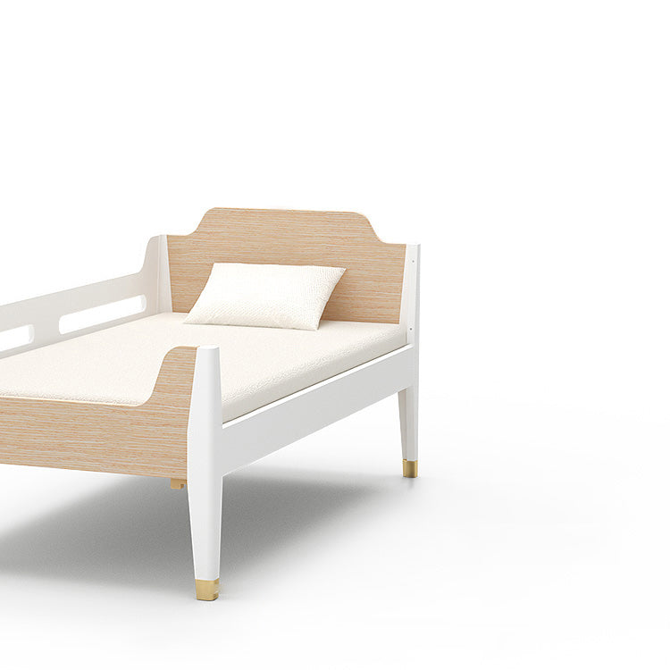 Solid Wood Baby Crib Modern Light Wood Nursery Bed with Guardrails
