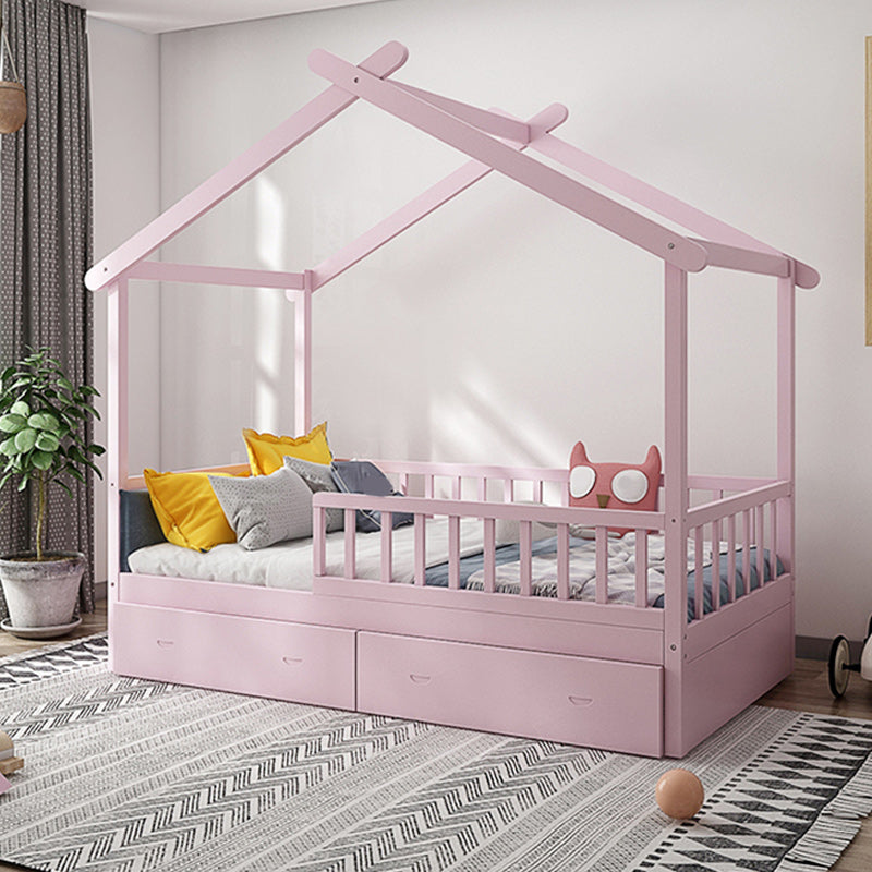 Solid Wood Nursery Crib with Casters Scandinavian Baby Crib with Guardrail