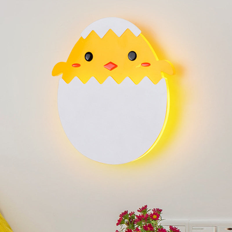 Eggette/Dinosaur Wall Lighting Cartoon Acrylic LED Green/Yellow Wall Sconce Lamp in White/Warm Light for Kids Bedside