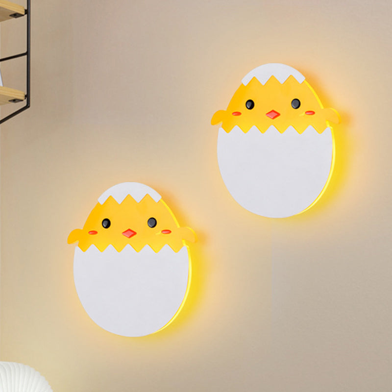 Eggette/Dinosaur Wall Lighting Cartoon Acrylic LED Green/Yellow Wall Sconce Lamp in White/Warm Light for Kids Bedside