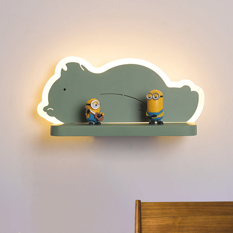 Acryl olifant/vliegtuig/kalebas lampje lichte cartoon led wand gemonteerde lamp met opbergdesk in tin/geel/blauw, wit/warm licht