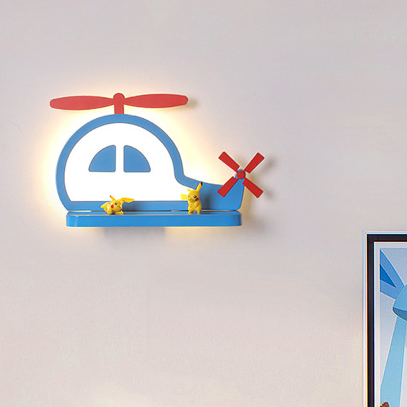 Acryl olifant/vliegtuig/kalebas lampje lichte cartoon led wand gemonteerde lamp met opbergdesk in tin/geel/blauw, wit/warm licht
