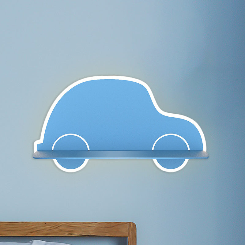 IJzeren kokosboom/auto/vliegtuigmuurverlichting cartoon LED blauw/roze sconce lamp armatuur met opbergdesk in wit/warm licht