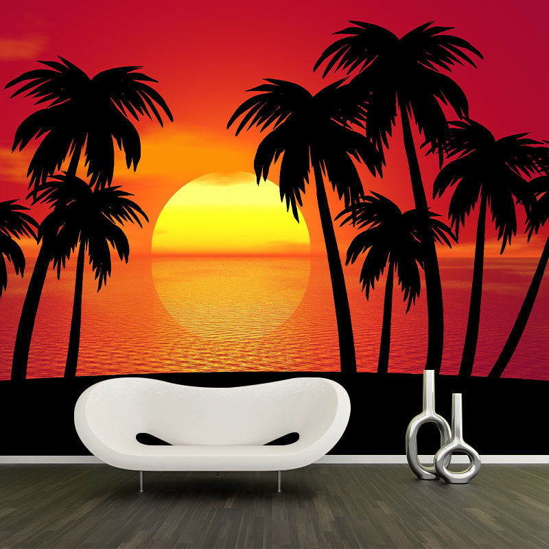 Tropical Landscape Mildew Resistant Wallpaper Illustration Sleeping Room Wall Mural