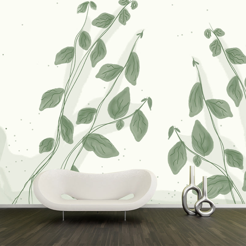 Illustration Plant Pattern Mural Stain Resistant Living Room Wall Mural