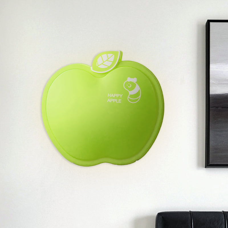 Lámpara de pared parecida a la manzana Cartoon plástico blanco/rosa/lámpara de apliques LED de LED amarillo con pequeño patrón de gusano