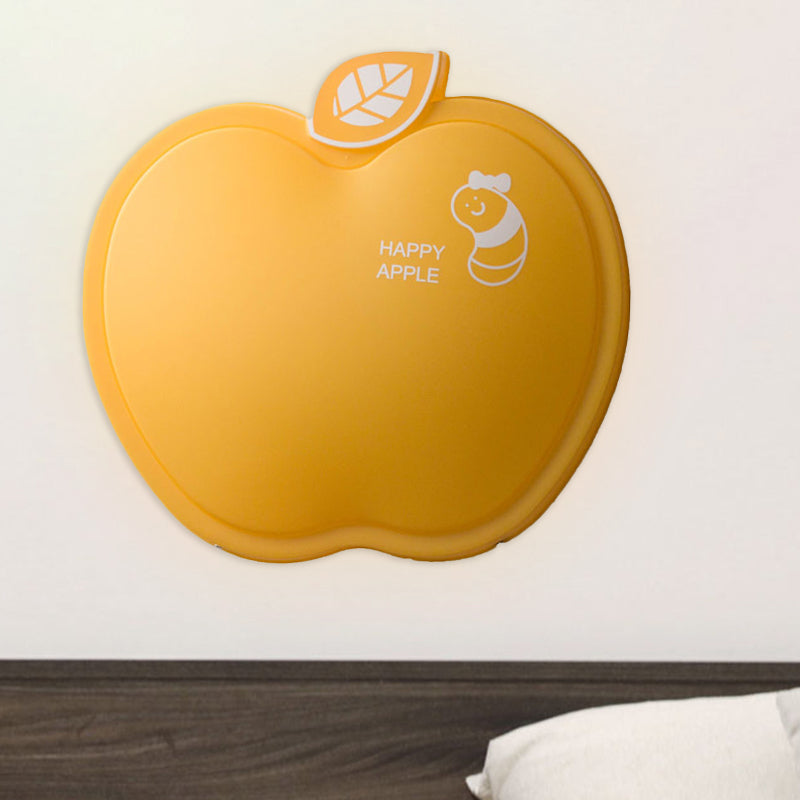 Apple-Like Wall Lighting Cartoon Plastic White/Pink/Yellow LED Sconce Lamp with Little Worm Pattern