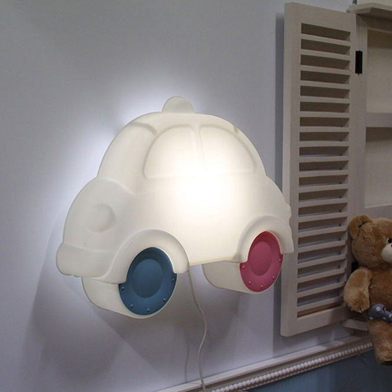 Auto hoek muur sconce verlichting plastic led cartoon wit-blaa-roze wandlamp armatuur
