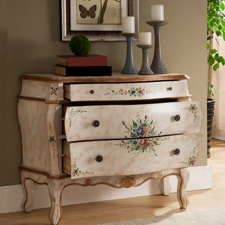 Traditional Wooden Dresser Horizontal 3 Drawers Chest without Mirror