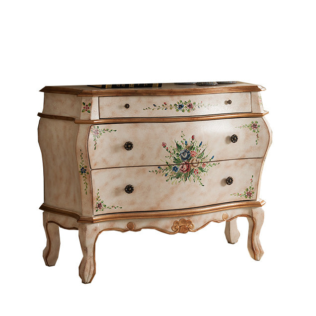 Traditional Wooden Dresser Horizontal 3 Drawers Chest without Mirror