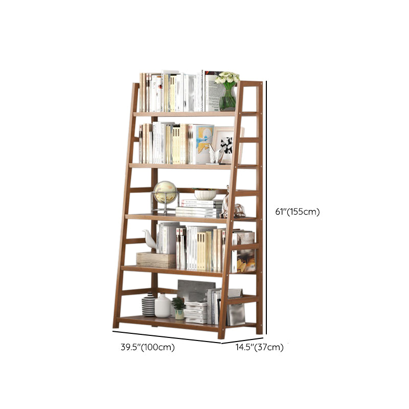 Modern Open Back Ladder Bookshelf Engineered Wood Bookcase with Shelves