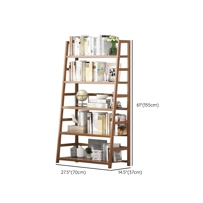 Modern Open Back Ladder Bookshelf Engineered Wood Bookcase with Shelves