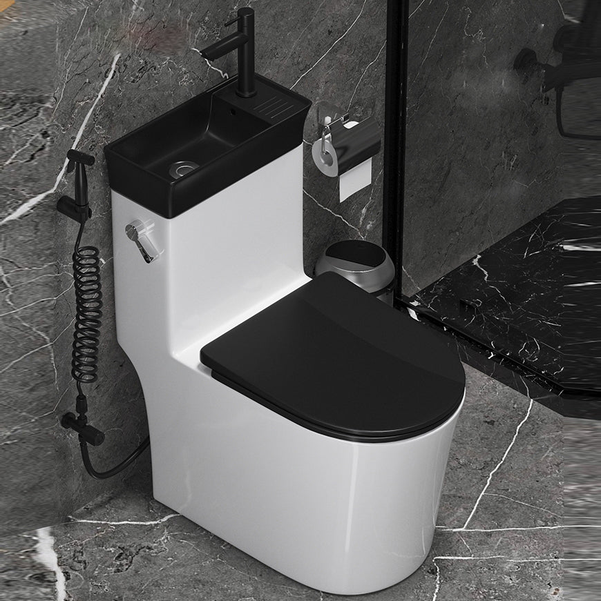Modern White Ceramic Flush Toilet Floor Mounted Urine Toilet with Seat for Washroom