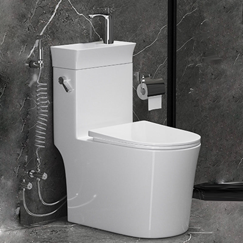 Modern White Ceramic Flush Toilet Floor Mounted Urine Toilet with Seat for Washroom