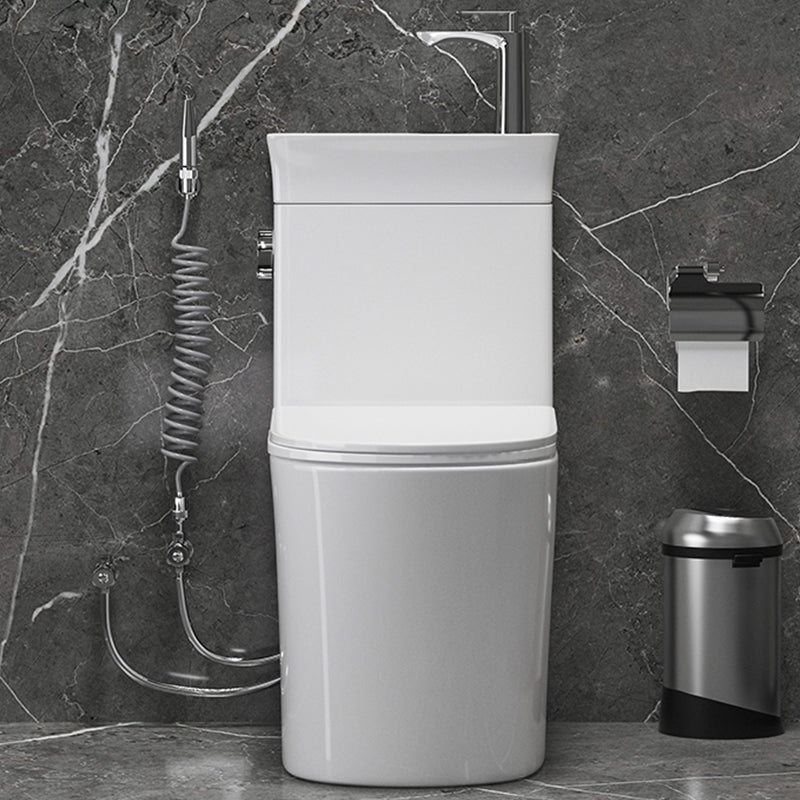 Modern White Ceramic Flush Toilet Floor Mounted Urine Toilet with Seat for Washroom