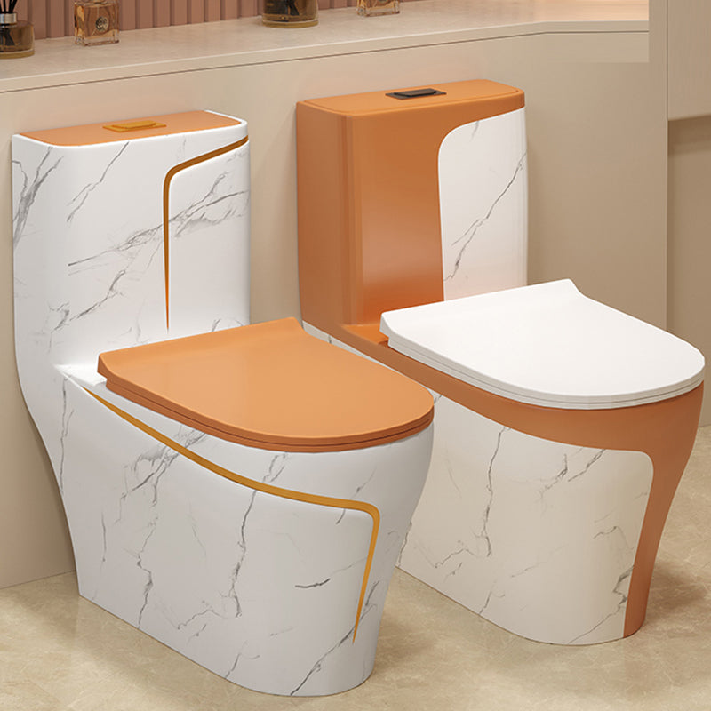 Traditional Orange Ceramic Flush Toilet Floor Mounted Urine Toilet for Washroom
