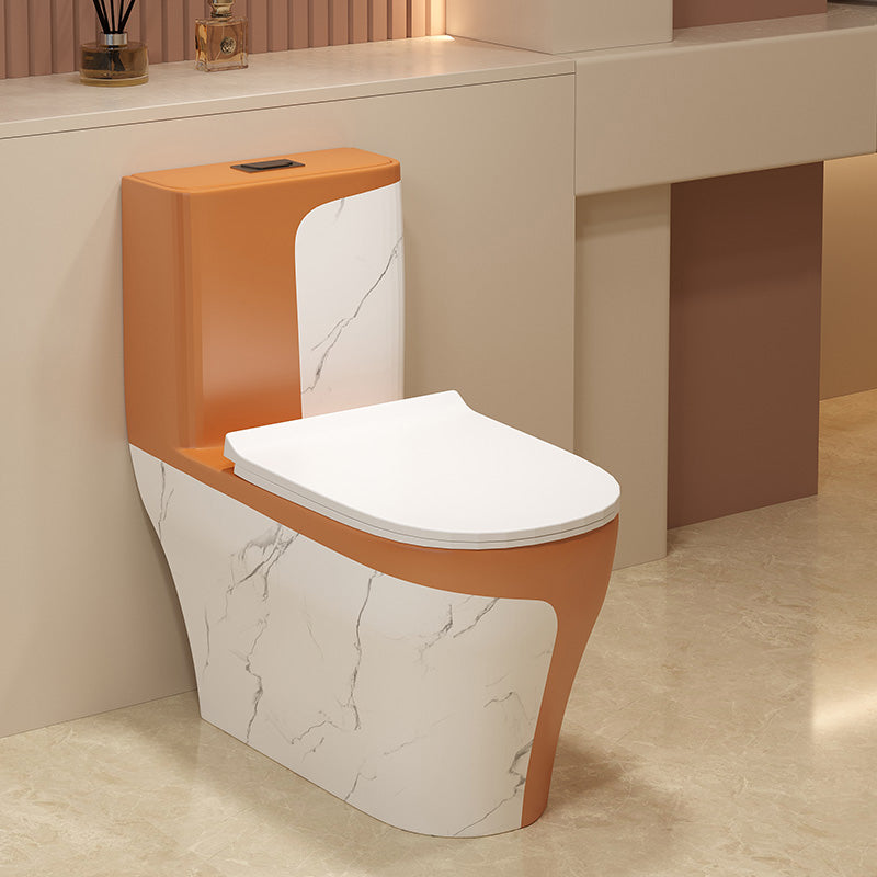 Traditional Orange Ceramic Flush Toilet Floor Mounted Urine Toilet for Washroom