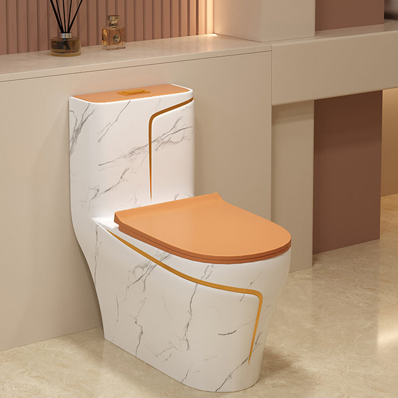 Traditional Orange Ceramic Flush Toilet Floor Mounted Urine Toilet for Washroom