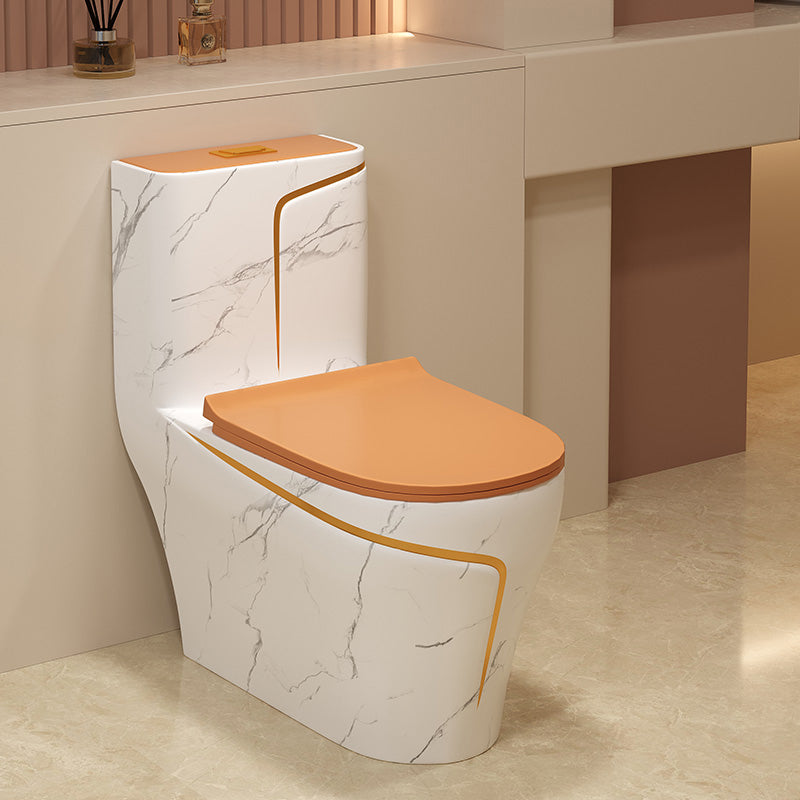 Traditional Orange Ceramic Flush Toilet Floor Mounted Urine Toilet for Washroom