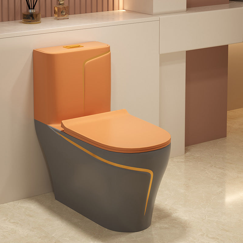 Traditional Orange Ceramic Flush Toilet Floor Mounted Urine Toilet for Washroom
