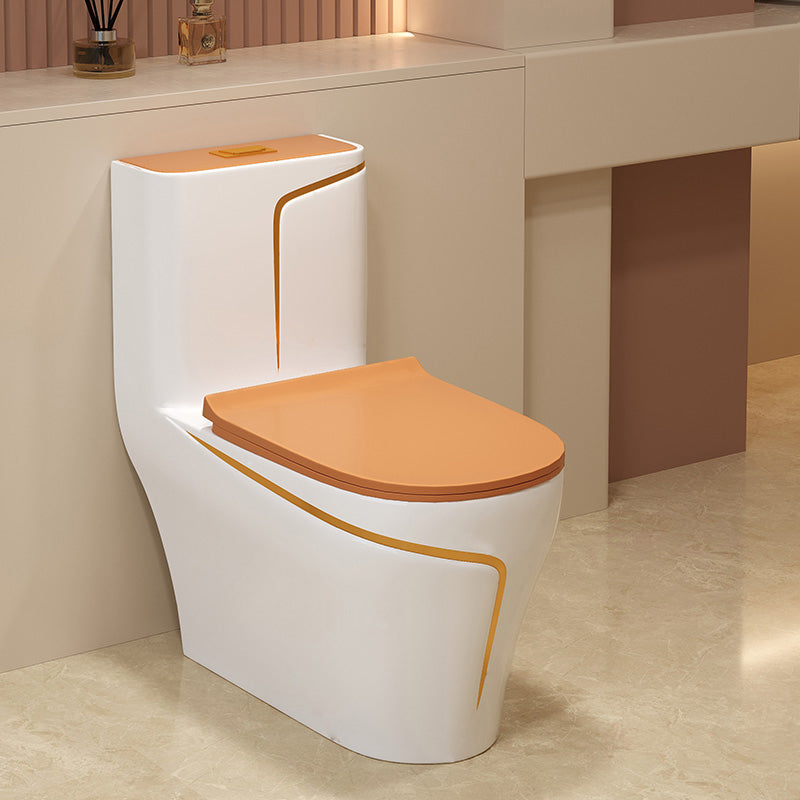 Traditional Orange Ceramic Flush Toilet Floor Mounted Urine Toilet for Washroom