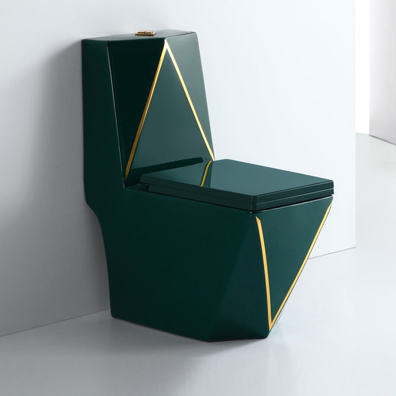 Traditional Green Ceramic Flush Toilet Floor Mounted Urine Toilet for Washroom