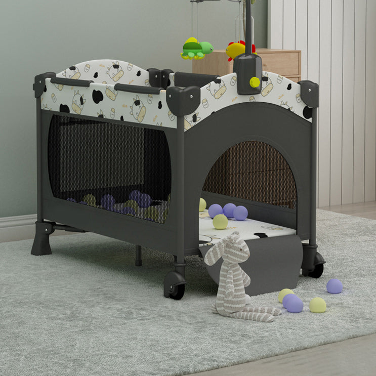 Standard Size Assembled Baby Crib Folding Crib with Guardrails