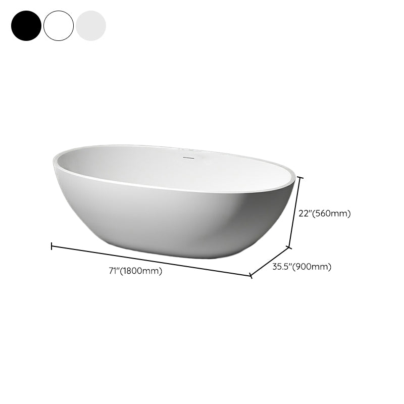 Modern Stone Freestanding Tub Soaking 22.05-inch Tall Bath with Overflow Trim