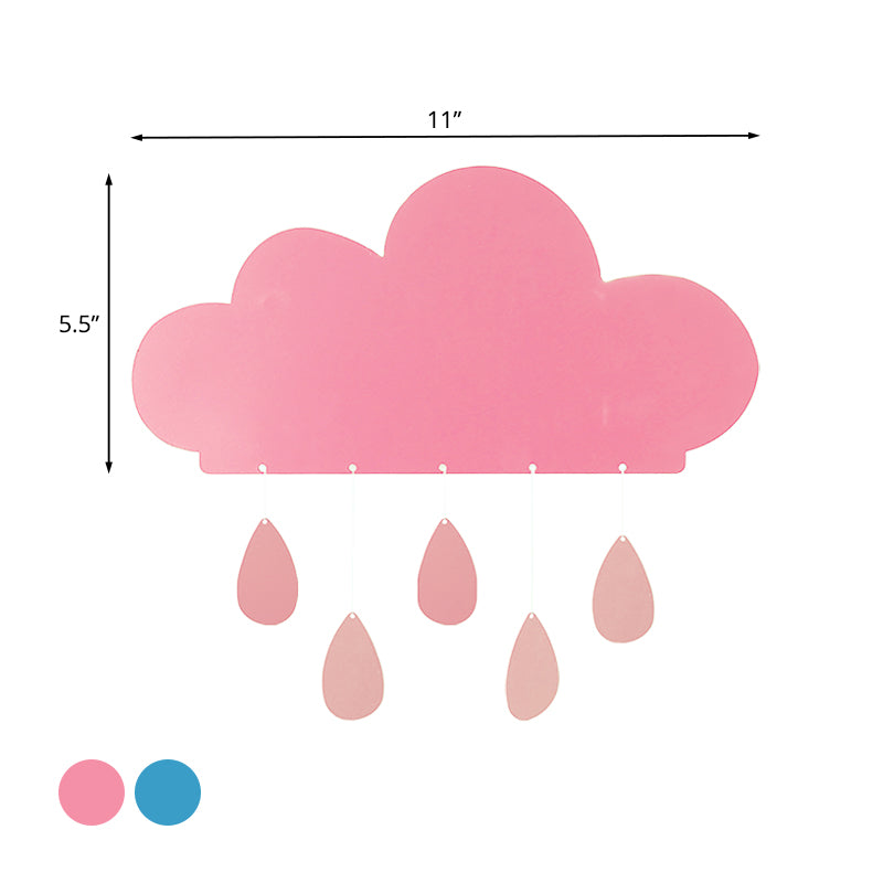 Rain Cloud Shape Sconce Light Cartoon Acrylic LED Bedside Wall Mount Lamp Fixture in Blue/Pink