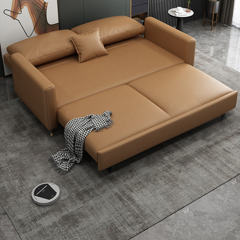 Faux Leather Sleeper Sofa Pillow Back Pillow Included Futon Sleeper Sofa