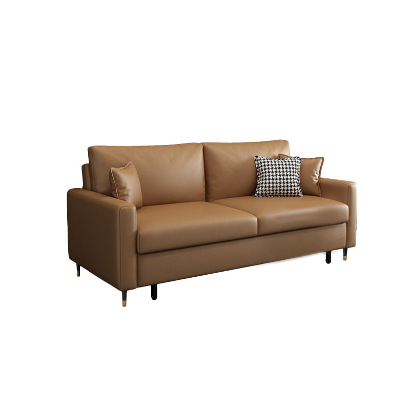 Faux Leather Sleeper Sofa Pillow Back Pillow Included Futon Sleeper Sofa