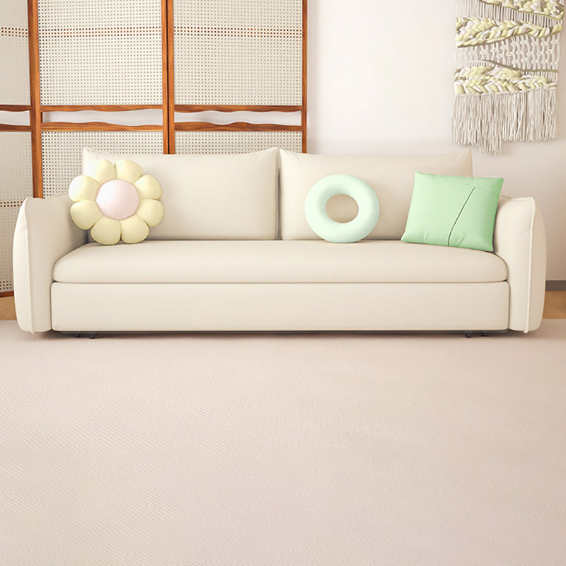 Scandinavian White Sleeper Sofa Bonded Leather Futon Sofa Bed