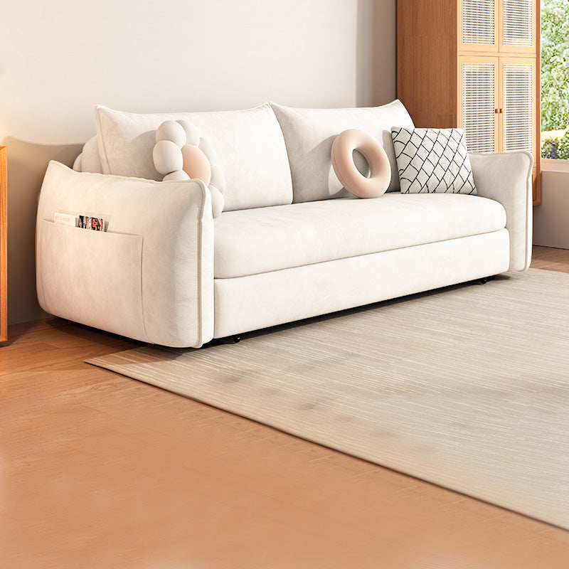 Scandinavian White Sleeper Sofa Bonded Leather Futon Sofa Bed