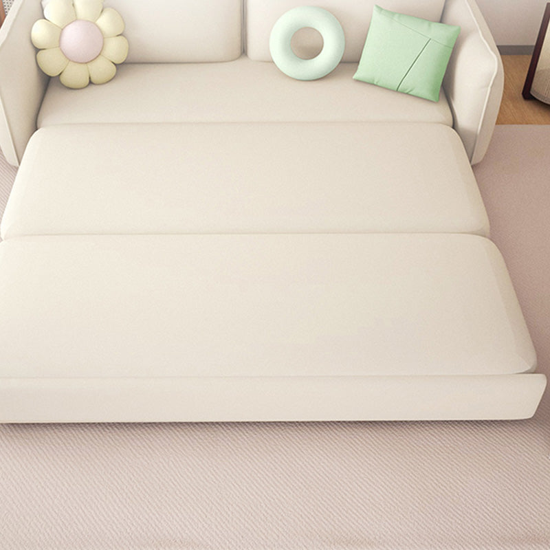 Scandinavian White Sleeper Sofa Bonded Leather Futon Sofa Bed